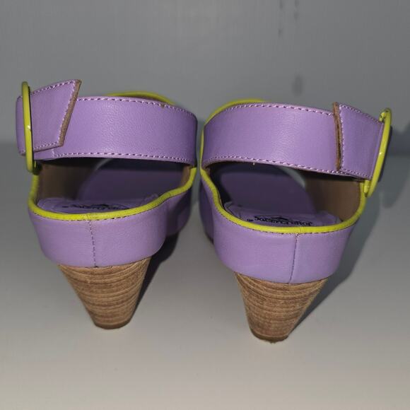 John Fluevog Christy Low Rules Floral Slingback Purple Green Sandal 6.5 w/Box - Picture 3 of 13